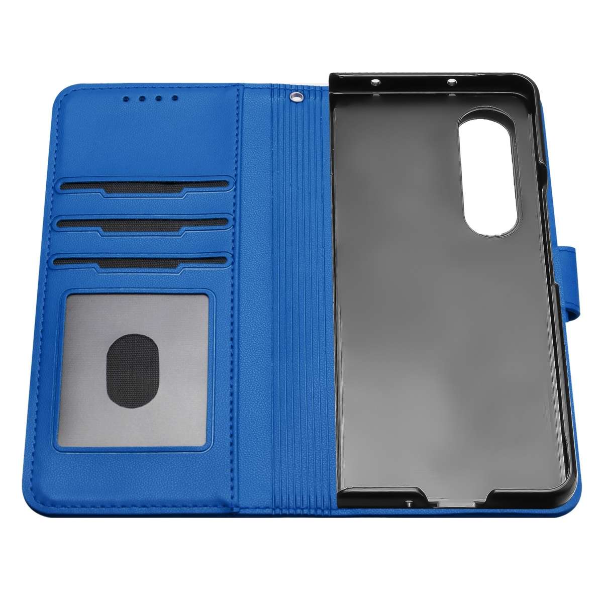 For Samsung Galaxy Z Fold4 5G Datura Flower Embossed Flip Leather Phone Case(Blue)