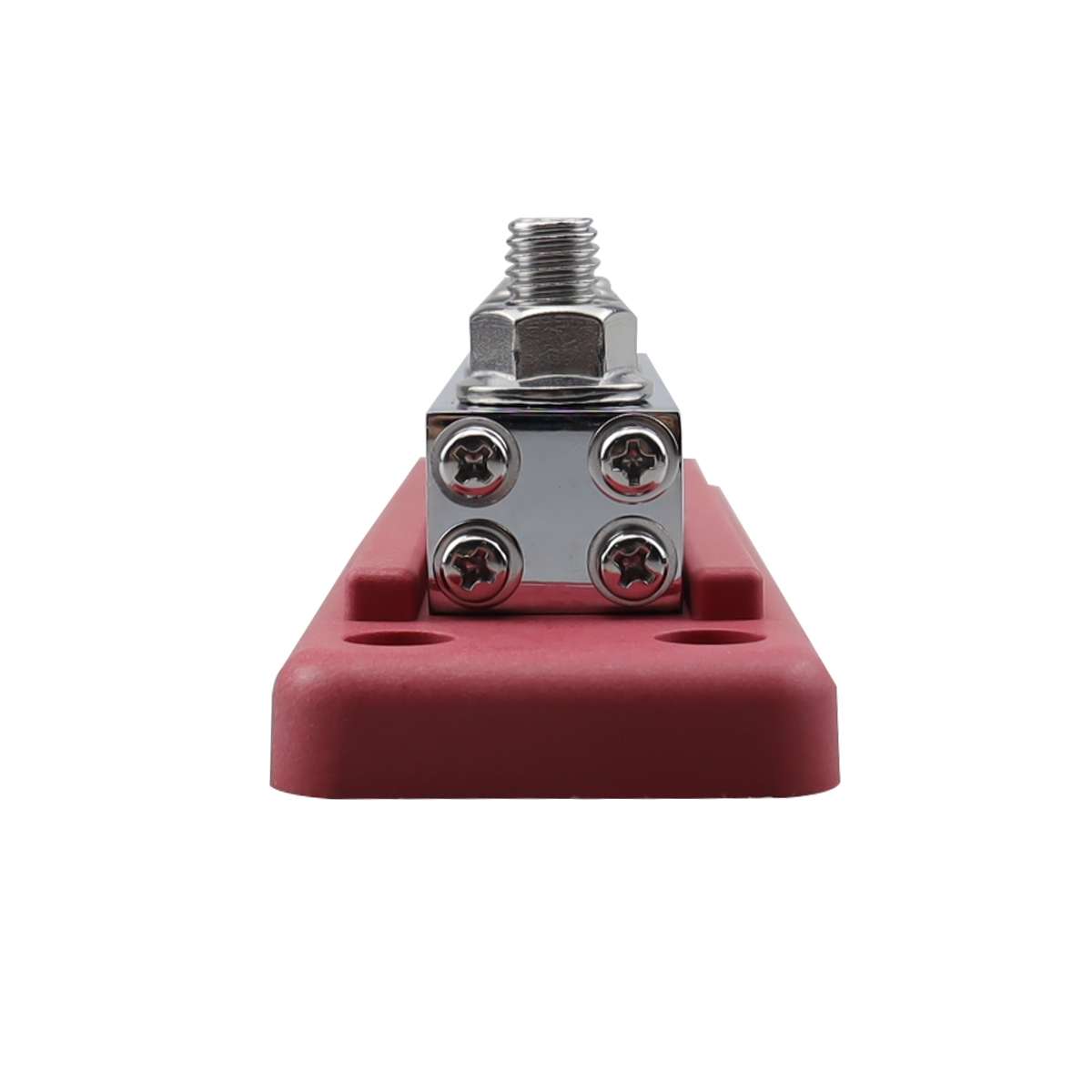 RV 600A High Current Busbar 4-way Straight M10 Wiring Studs(Red)