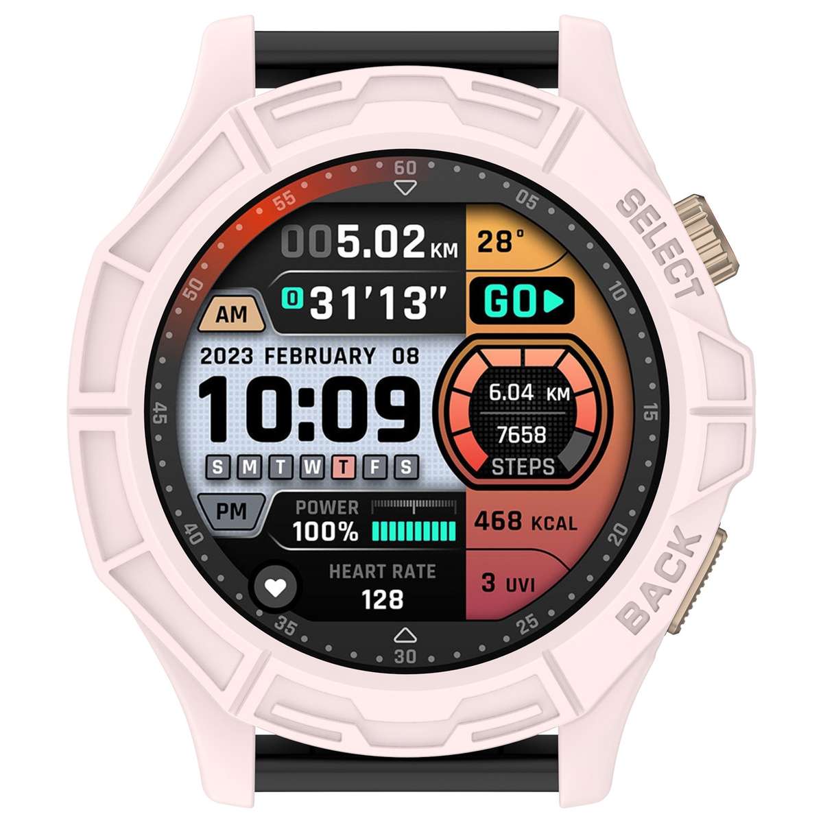 For Amazfit Cheetah / Cheetah Pro Armor Hollow Watch Protective Case(Light Pink)