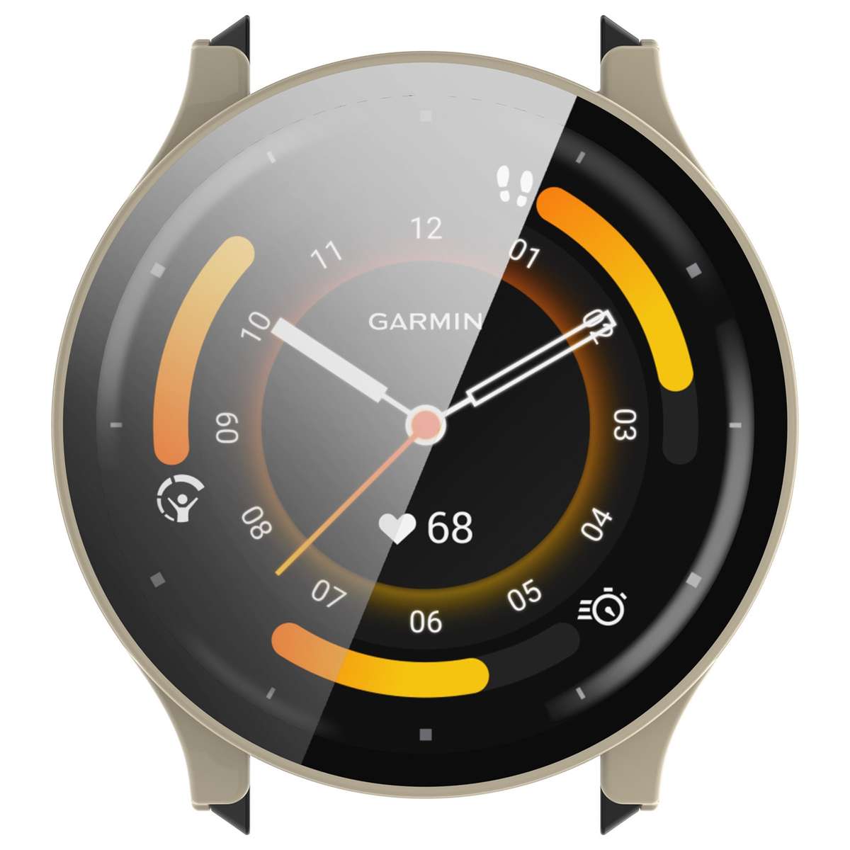 For Garmin Venu 3S PC + Tempered Glass Film Integrated Watch Case(Ivory White)