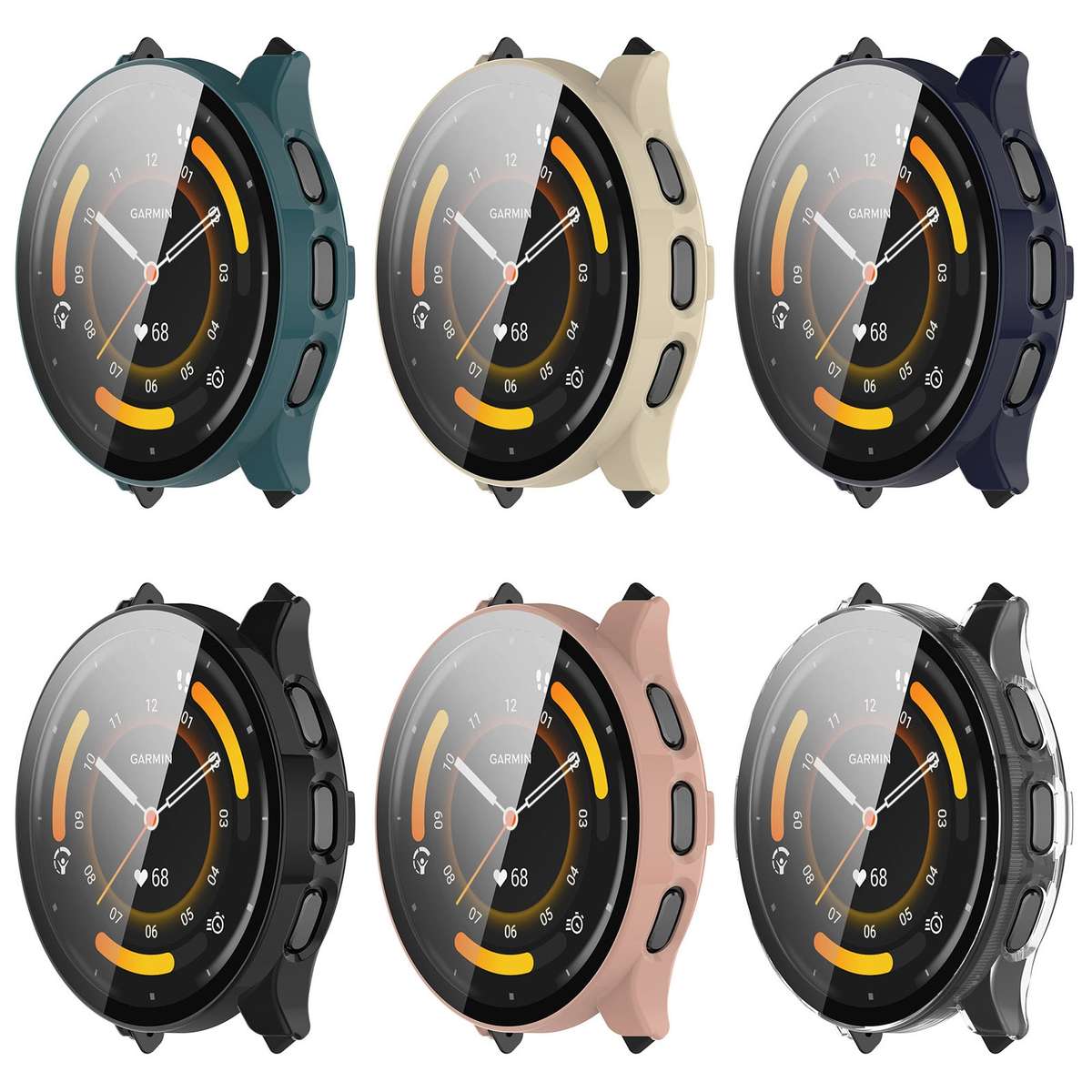 For Garmin Venu 3S PC + Tempered Glass Film Integrated Watch Case(Ivory White)