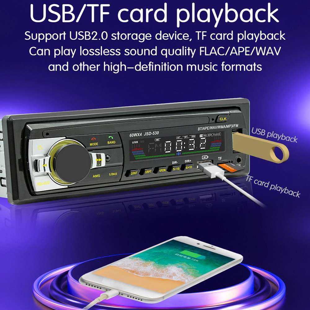 JSD-530 Bluetooth 5.0 Car MP3 Player Support FM / Smart Voice Assistant / Mobile APP