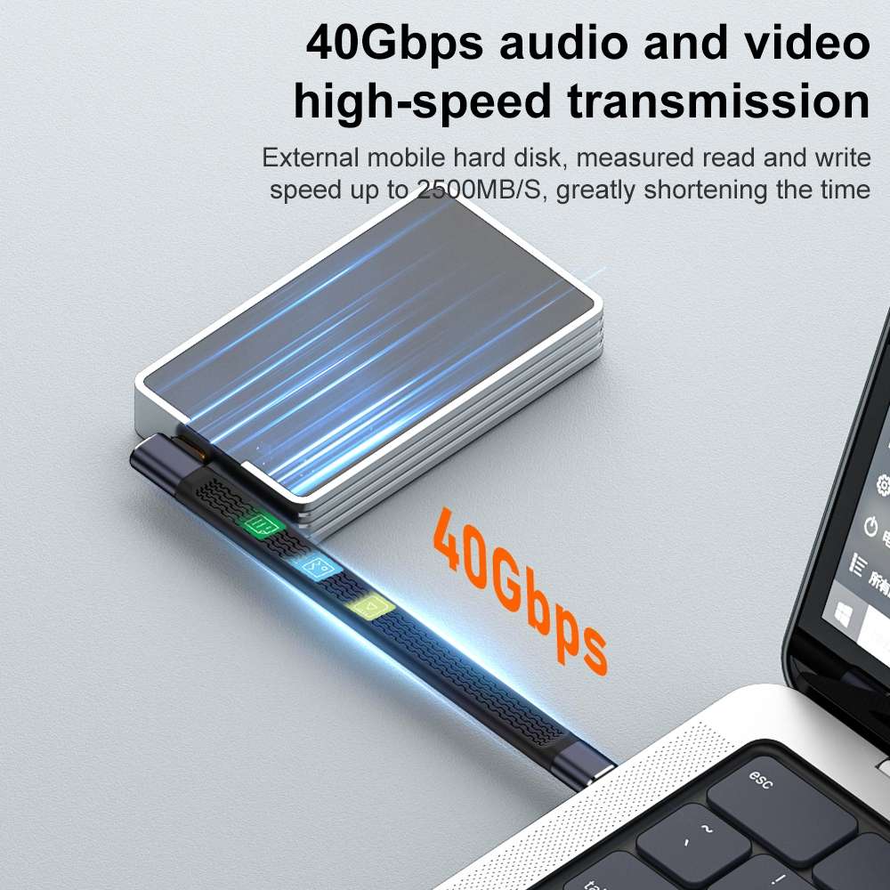 240W 40Gbps USB-C / Type-C Male to USB-C / Type-C Female Flexible Board Data Cable