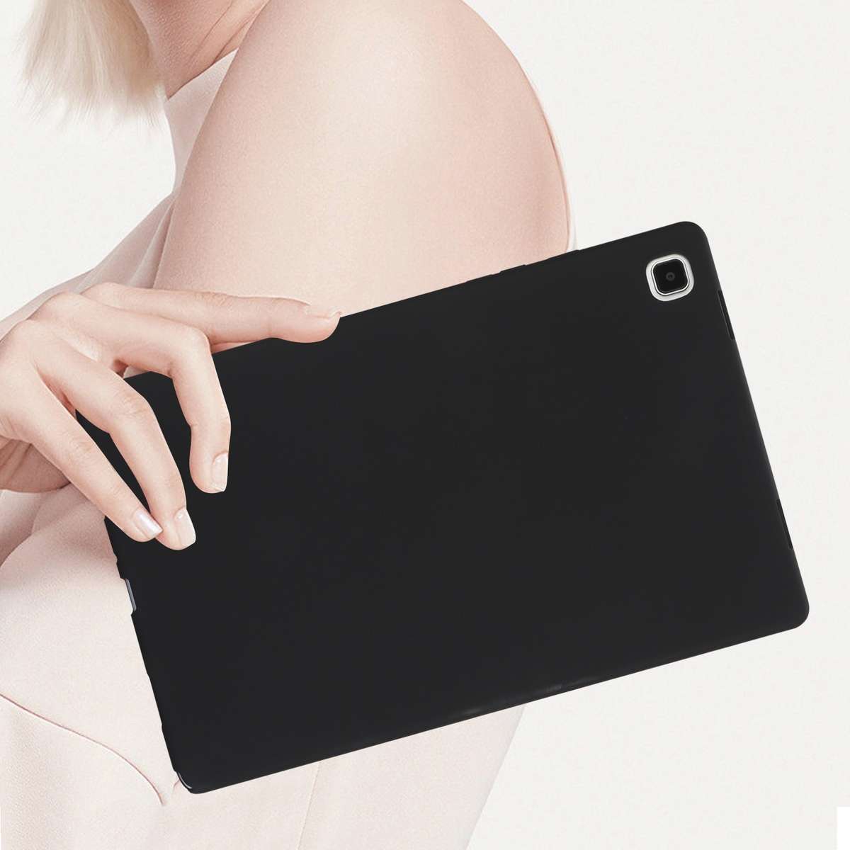 For Samsung Galaxy Tab A7 Lite / T220 Oil Spray Skin-friendly TPU Tablet Case(Black)