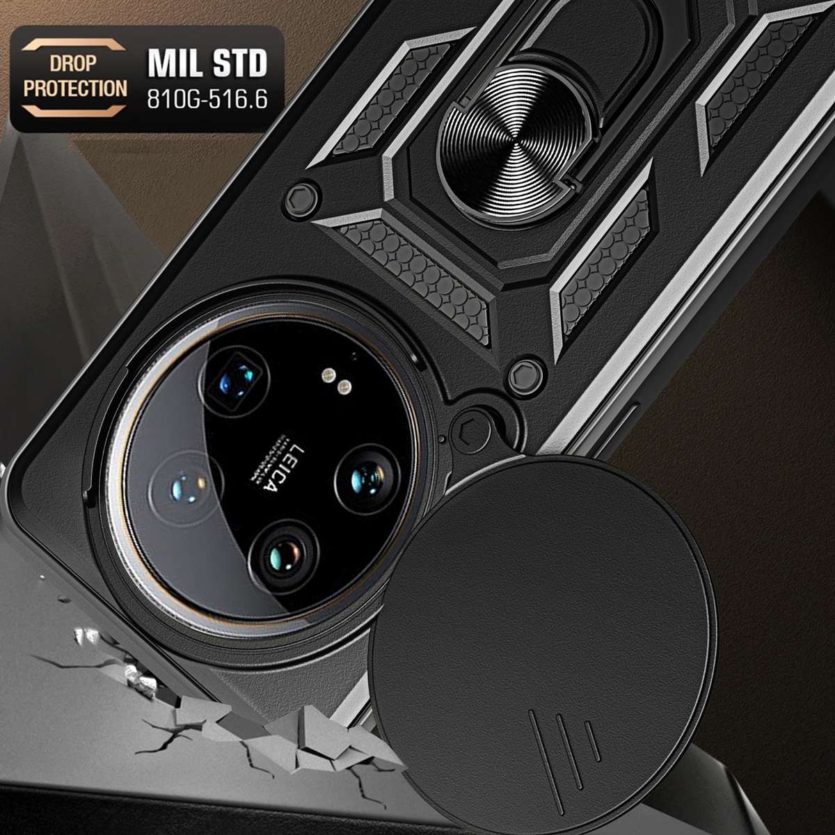For Xiaomi 14 Ultra Sliding Camera Cover Design TPU Hybrid PC Phone Case(Silver)