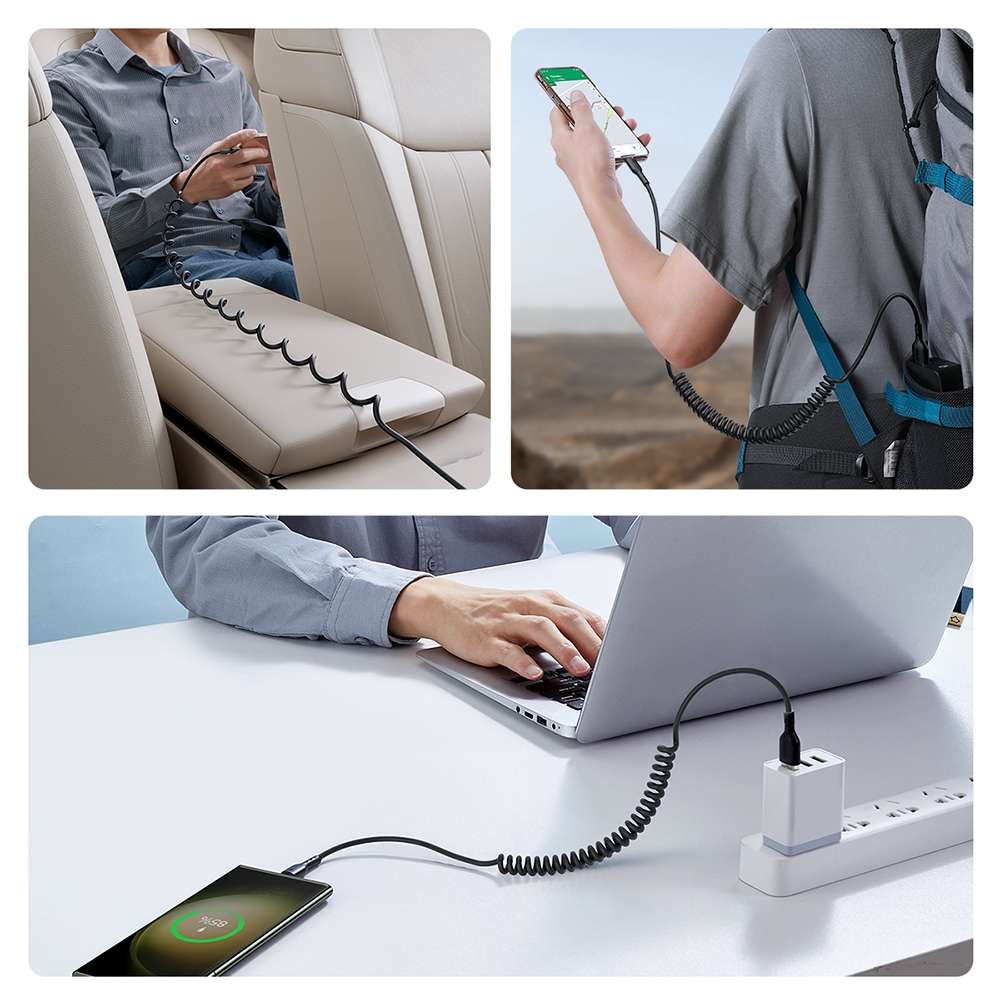 JOYROOM SA38-AL3 3A USB to 8 Pin Coiled Fast Charging Data Cable, Length:1.5m(Black)