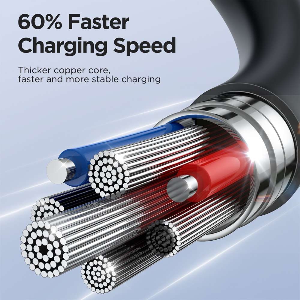 JOYROOM SA38-CC3 60W USB-C / Type-C to USB-C / Type-C Coiled Fast Charging Data Cable ... (Black)