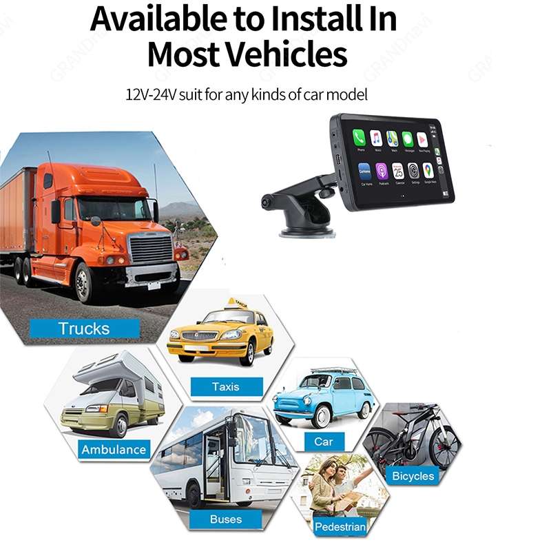 X70-1 Car 7 inch IPS Portable Smart Screen Wireless Screen Projection Carplay Android Auto(Black)