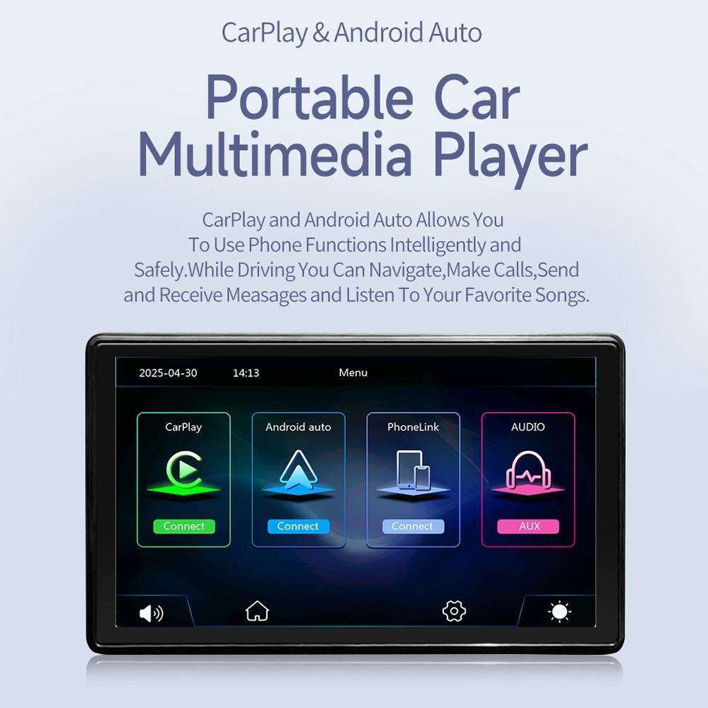 X70-1 Car 7 inch IPS Portable Smart Screen Wireless Screen Projection Carplay Android Auto, wit