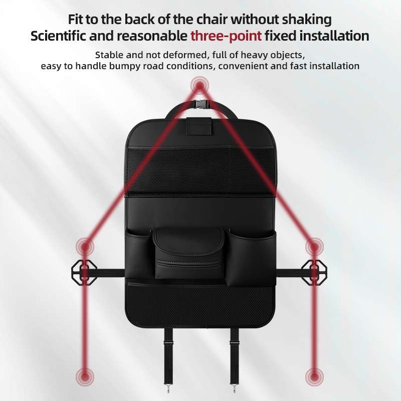 4041 Napa Texture Leather Car Seat Back Storage Bag Folding Dining Table(Black)