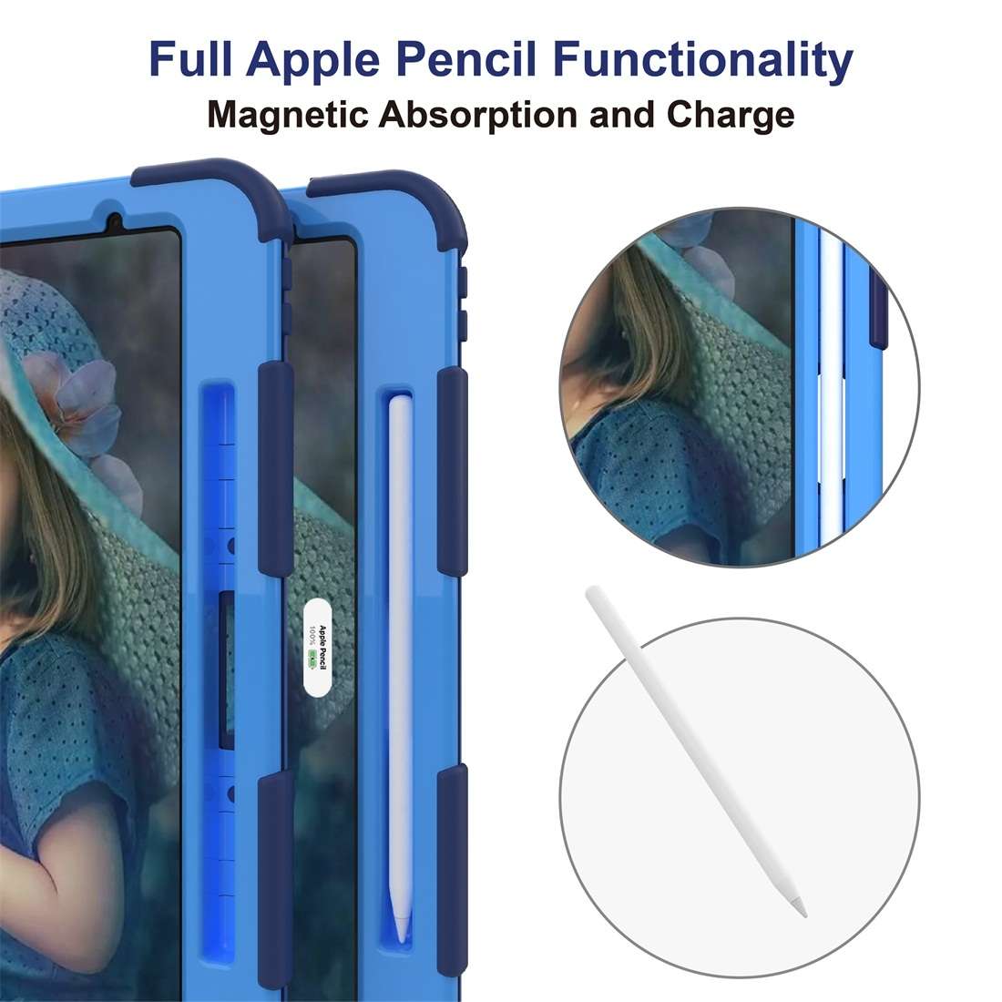 For iPad Pro 12.9 (2018) / (2020) Shockproof Two-Color Silicone Protective Ta ... (Dark Blue+Blue)