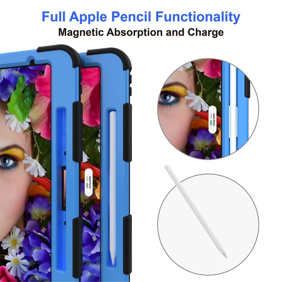 For iPad Pro 12.9 (2018) / (2020) Shockproof Two-Color Silicone Protective Tablet ... (Black+Blue)