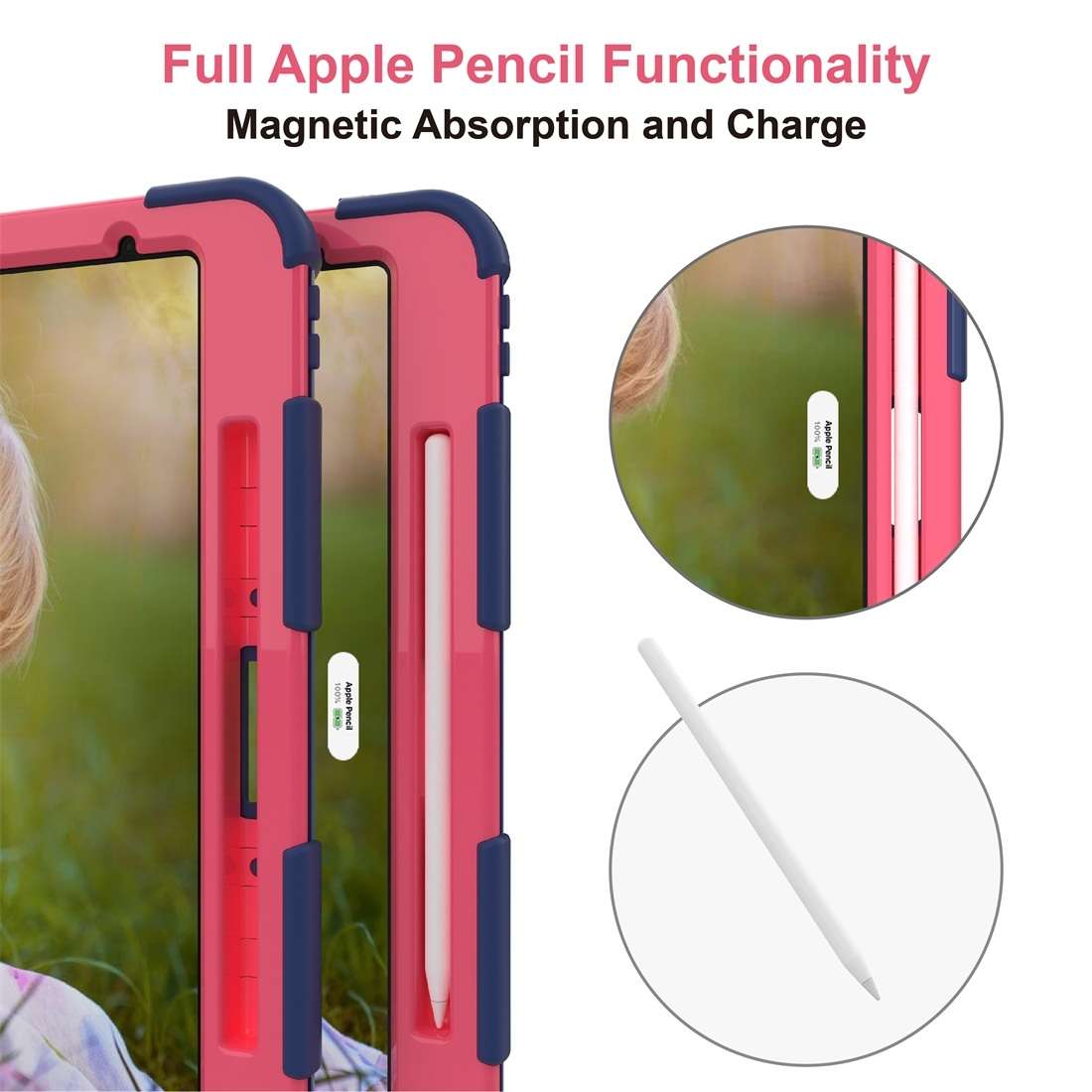 For iPad Pro 12.9 (2018) / (2020) Shockproof Two-Color Silicone Protecti ... (Dark Blue+Rose Pink)