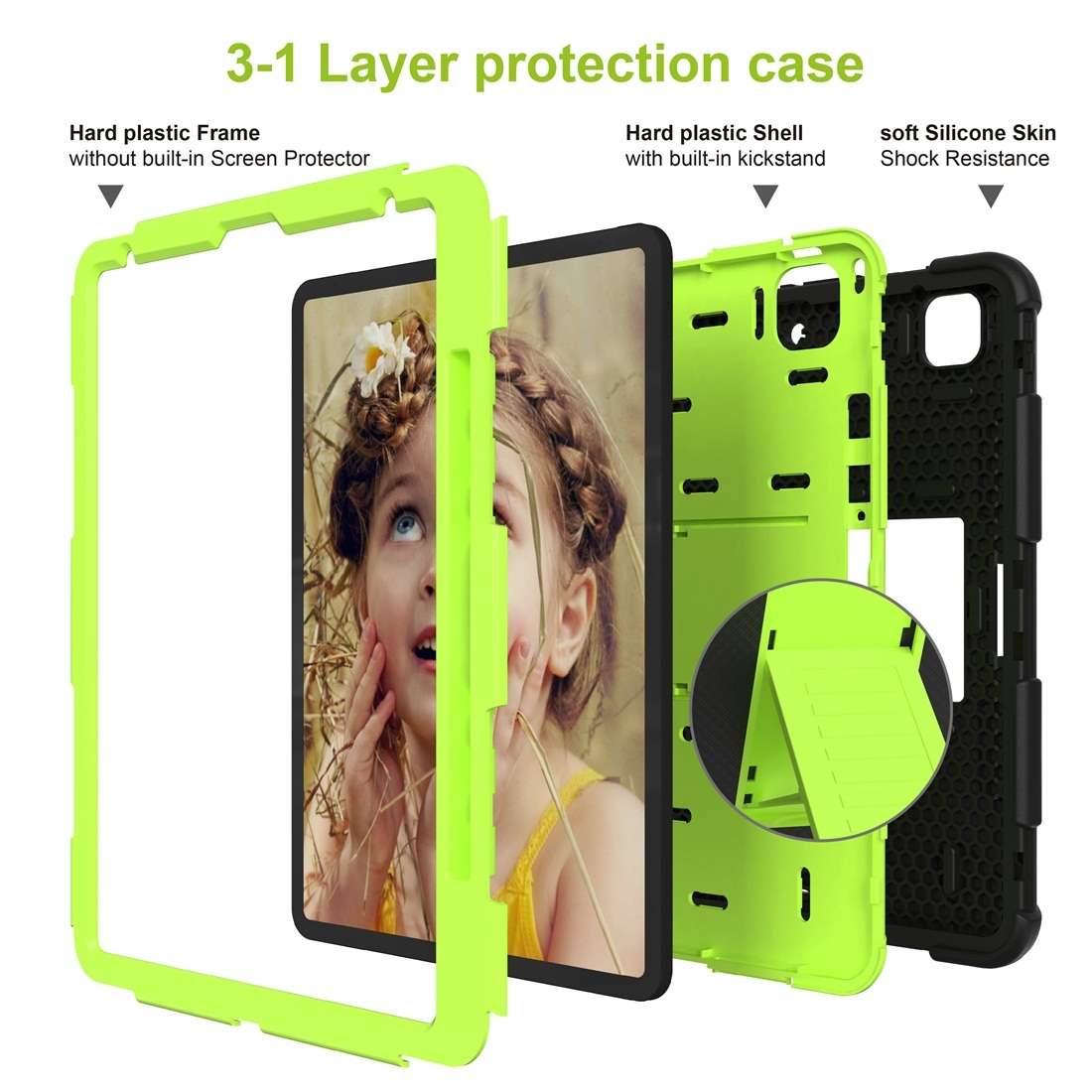 For iPad Pro 12.9 (2018) / (2020) Shockproof Two-Color Silicone Protective Table ... (Black+Green)