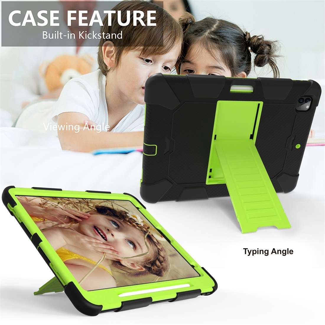 For iPad Pro 12.9 (2018) / (2020) Shockproof Two-Color Silicone Protective Table ... (Black+Green)