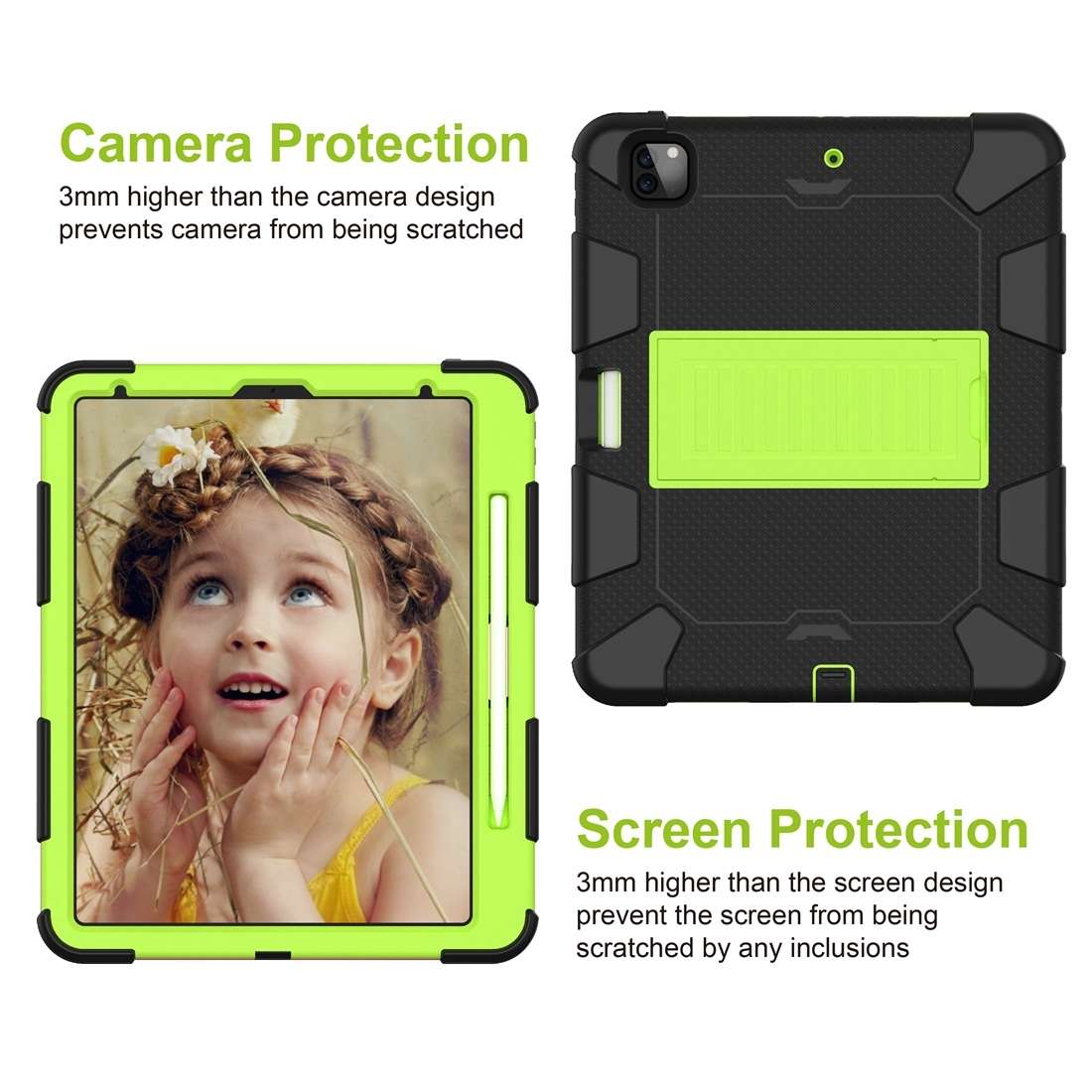 For iPad Pro 12.9 (2018) / (2020) Shockproof Two-Color Silicone Protective Table ... (Black+Green)