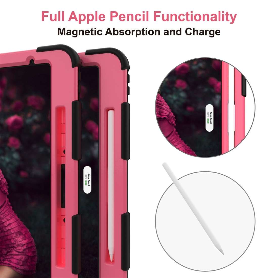 For iPad Pro 12.9 (2018) / (2020) Shockproof Two-Color Silicone Protective T ... (Black+Rose Pink)