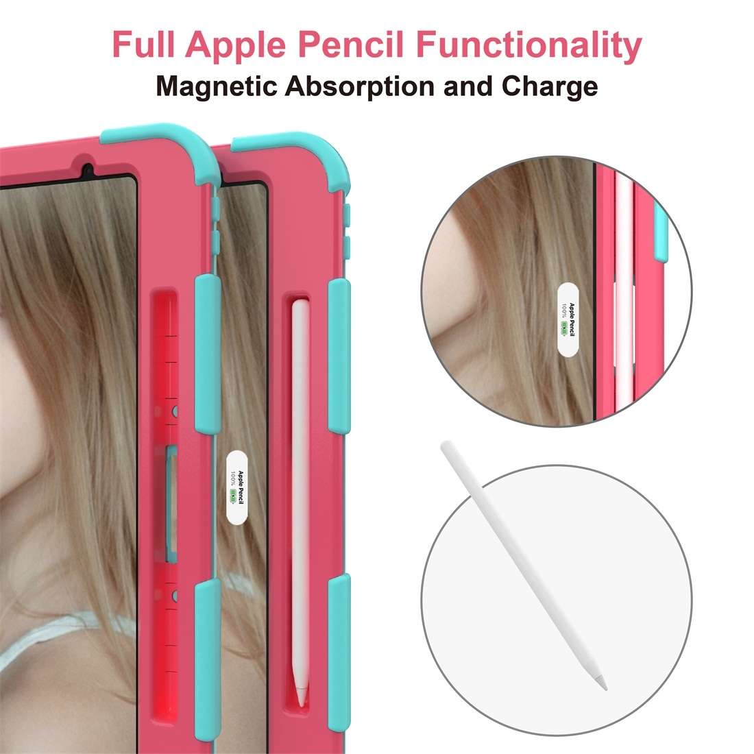For iPad Pro 12.9 (2018) / (2020) Shockproof Two-Color Silicone Protecti ... (Mint Green+Rose Red)