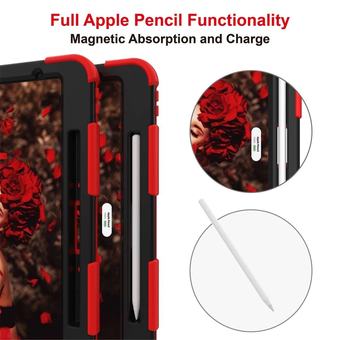 For iPad Pro 12.9 (2018) / (2020) Shockproof Two-Color Silicone Protective Tablet ... (Red+Black)