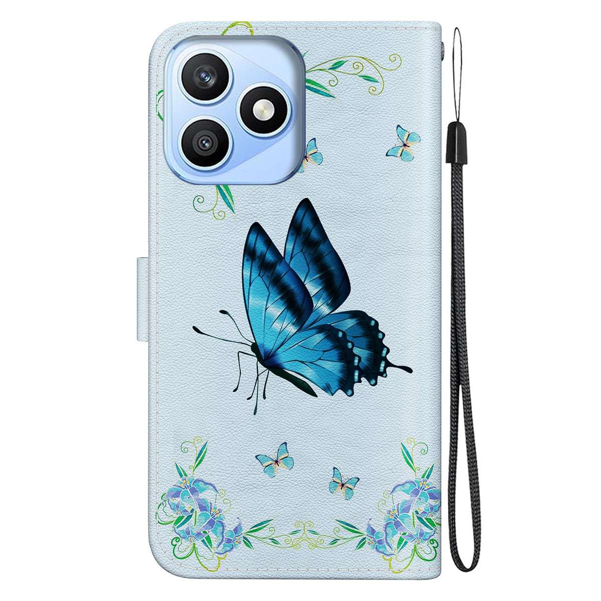 For Honor X8d 4G Crystal Texture Colored Drawing Leather Phone Case(Blue Pansies)
