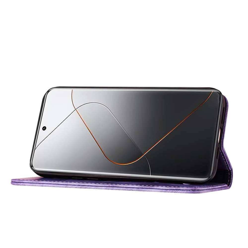 For Xiaomi 14 Pro Butterfly Cat Embossing Flip Leather Phone Case(Purple)