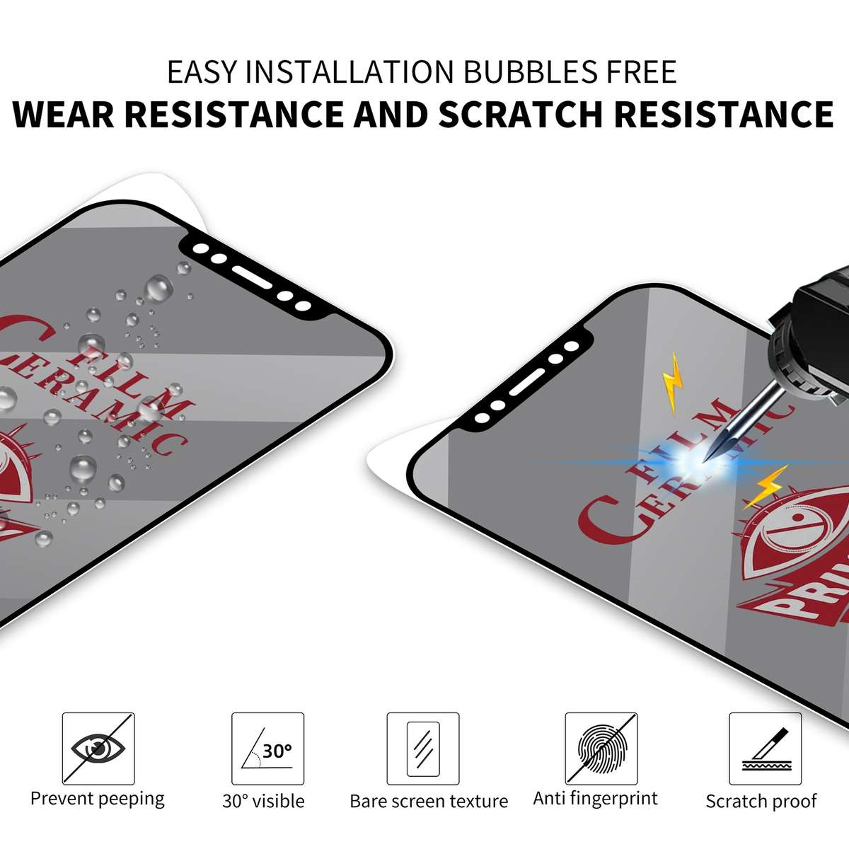 For iPhone 12 Pro Max 25pcs Full Coverage HD Privacy Ceramic Film