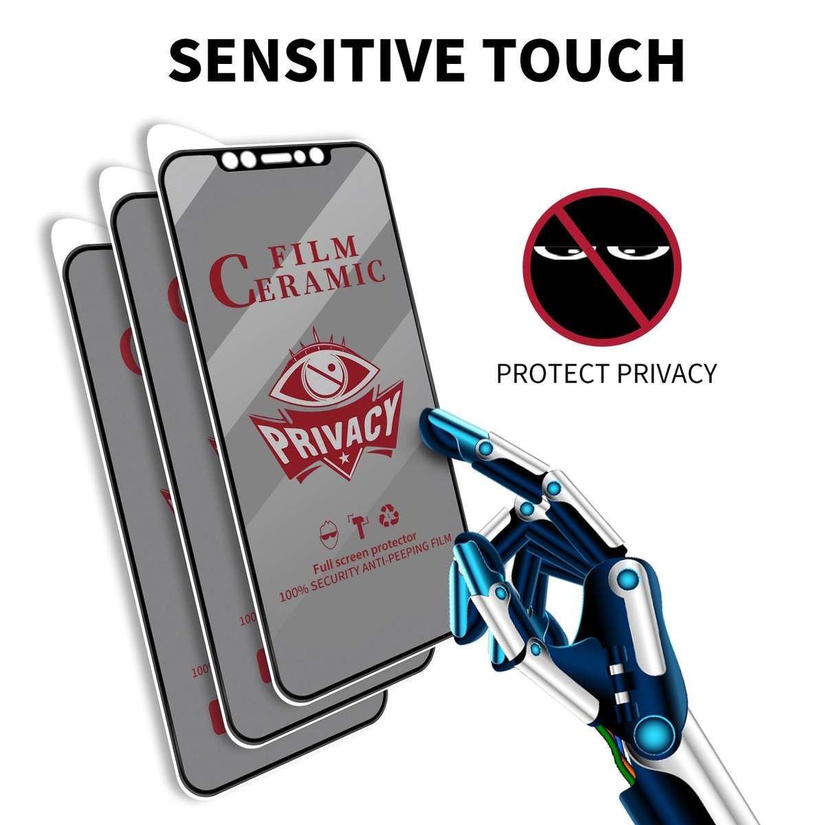 For iPhone 14 / 13 Pro / 13 25pcs Full Coverage HD Privacy Ceramic Film