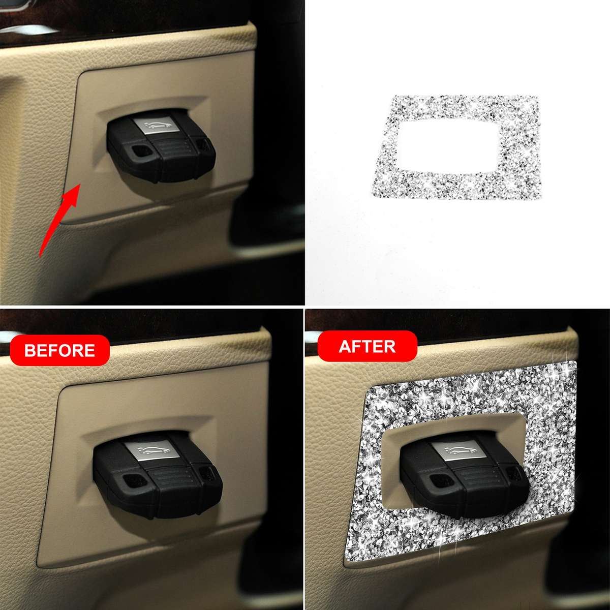 For BMW 3 Series E90 2005-2012 Car Ignition Switch Frame Diamond Decorative Sticker, Right Drive
