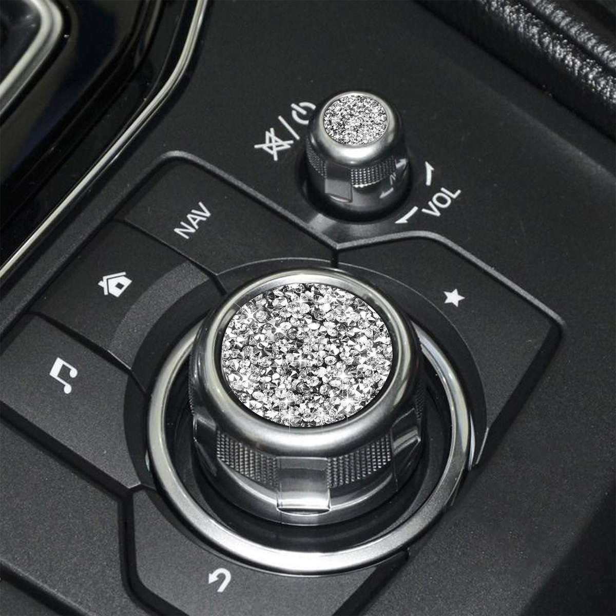 For Mazda3/6/CX-9/CX-5 Car Multimedia Button Diamond Decorative Sticker,Left and Right Drive Univers
