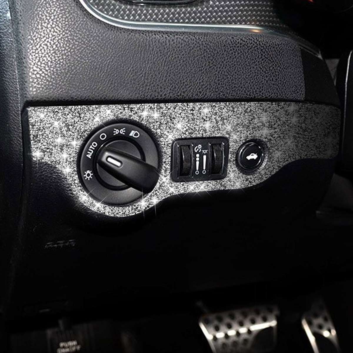 For Dodge Charger 2011-2014 Car Headlight Switch Diamond Decorative Sticker, Left-hand Drive