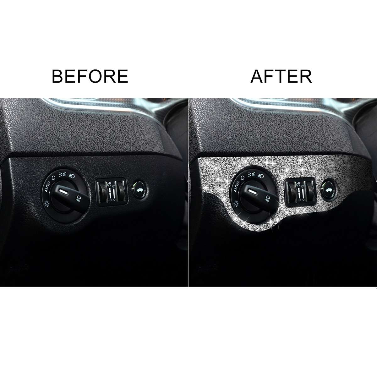 For Dodge Charger 2011-2014 Car Headlight Switch Diamond Decorative Sticker, Left-hand Drive