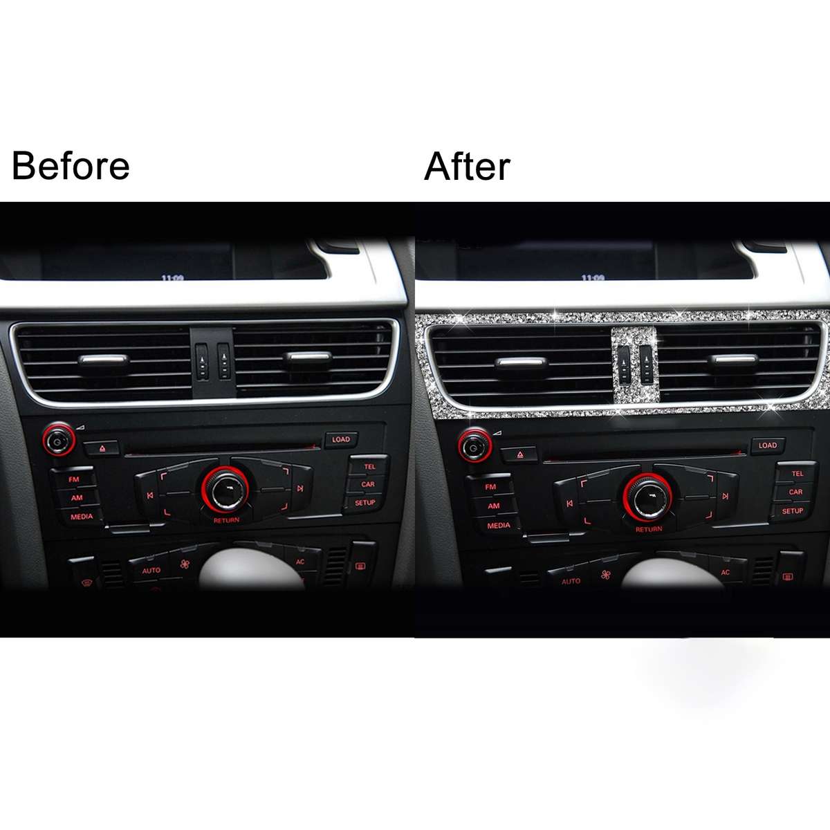 For Audi A4 / A5 / Q5 2pcs Car Air Conditioner Outlet Diamond Decoration Sticker, Left Drive