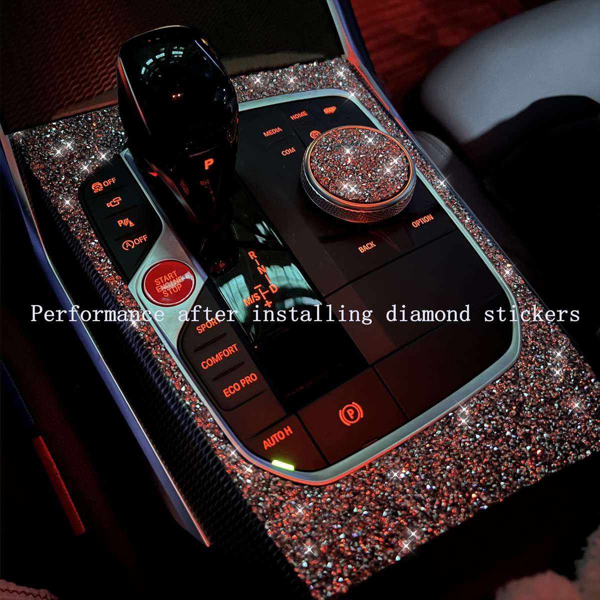 For BMW X5 E70 / X6 E71 2008-2013 Car Headlight Switch Frame Diamond Decoration Sticker, Left and Ri