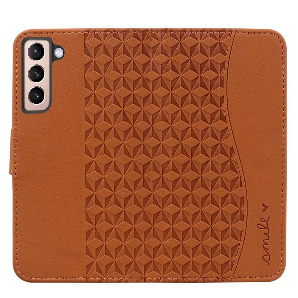 For Samsung Galaxy S21 5G Diamond Buckle Leather Phone Case with Lanyard(Brown)