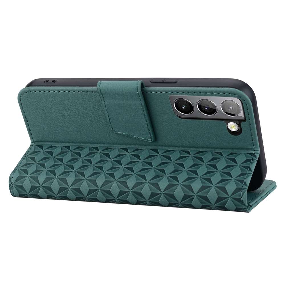 For Samsung Galaxy S21+ 5G Diamond Buckle Leather Phone Case with Lanyard(Green)