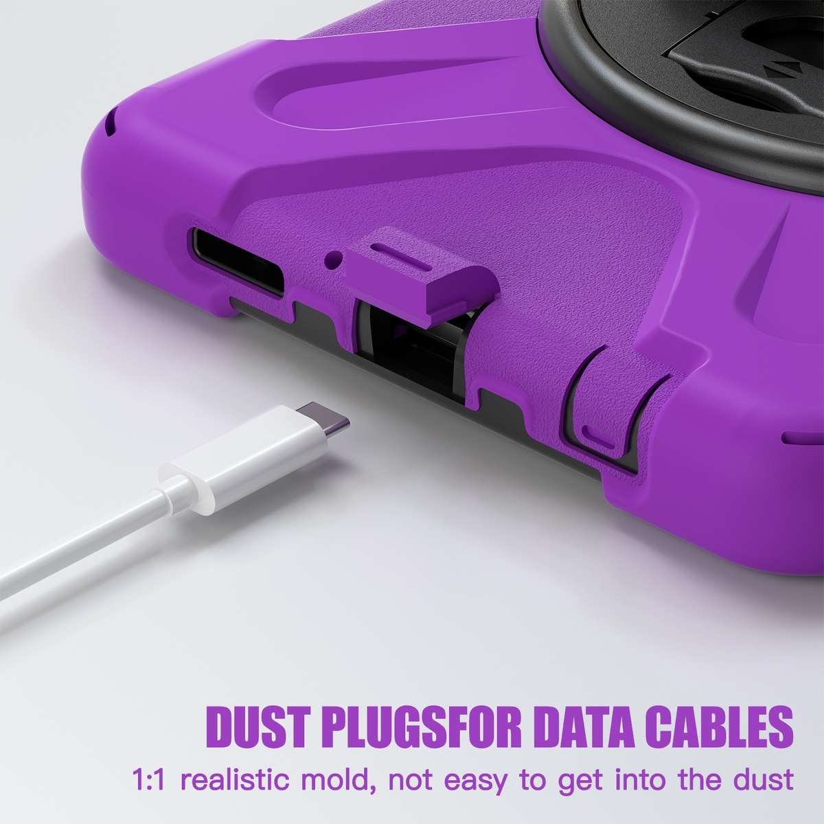 For Samsung Galaxy Tab A9+ Rotatable Kickstand Grip Heavy Duty Hard Rugged Tablet Case(Purple)