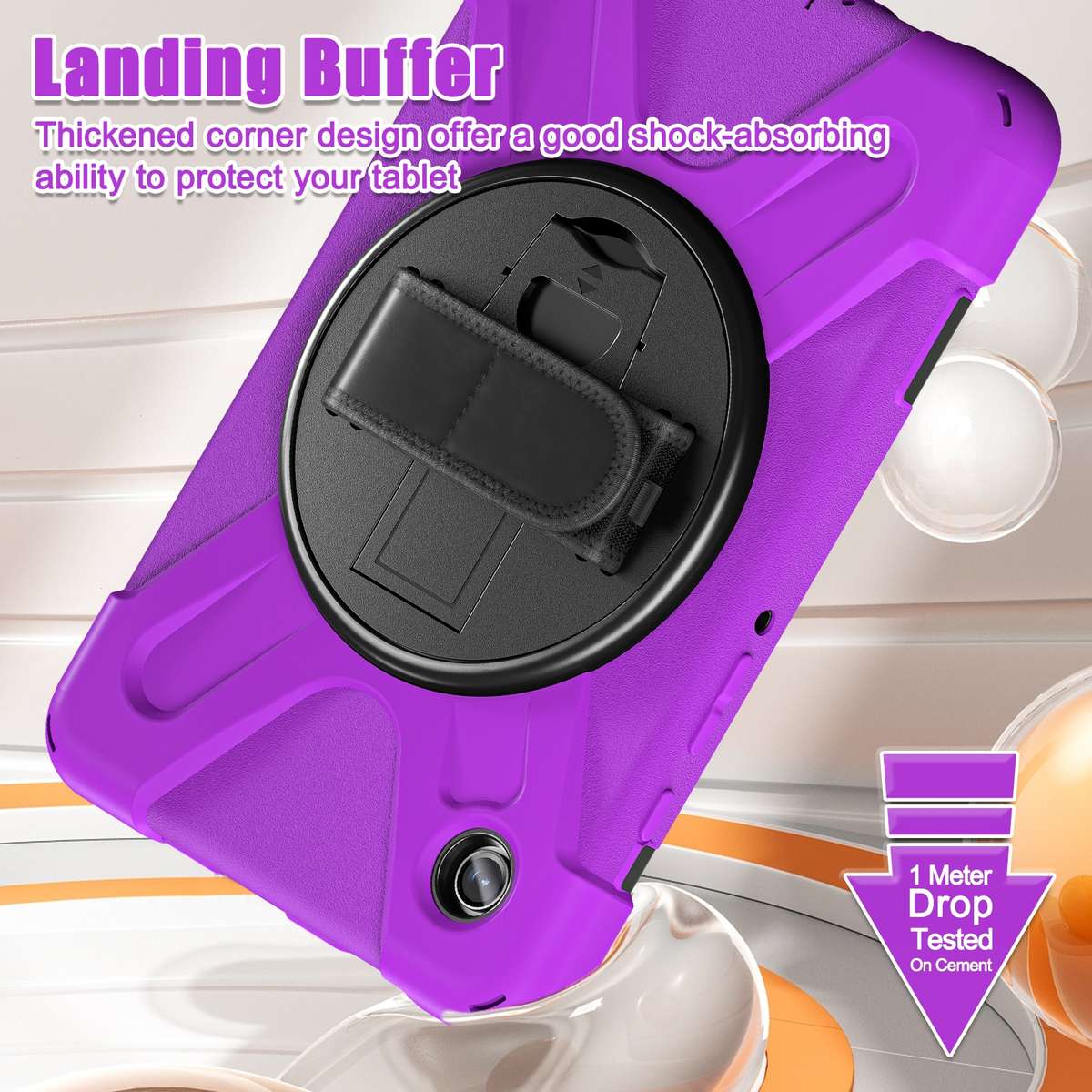 For Samsung Galaxy Tab A9+ Rotatable Kickstand Grip Heavy Duty Hard Rugged Tablet Case(Purple)
