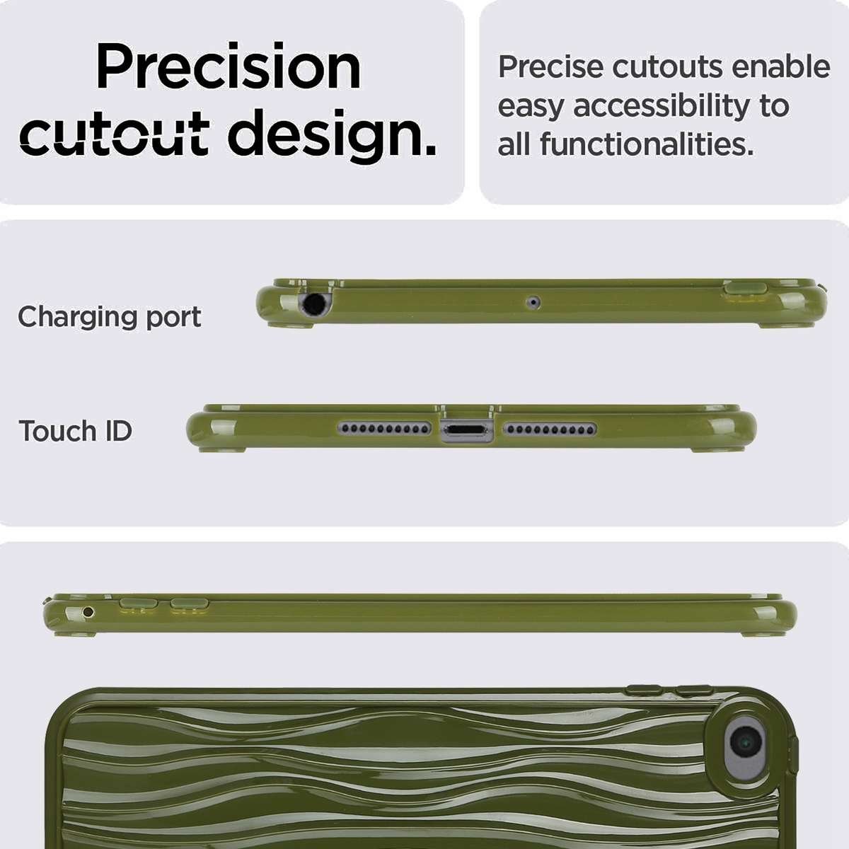 For iPad mini 5 / 4 / 3 / 2 / 1 Jelly Color Water Ripple TPU Tablet Case(Dark Green)