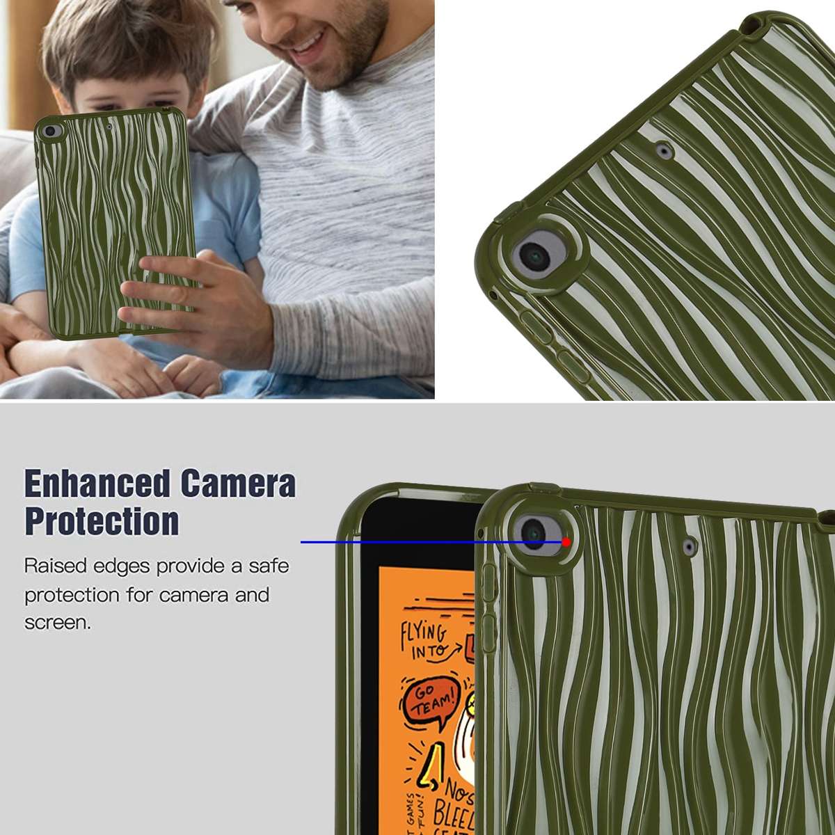 For iPad mini 5 / 4 / 3 / 2 / 1 Jelly Color Water Ripple TPU Tablet Case(Dark Green)