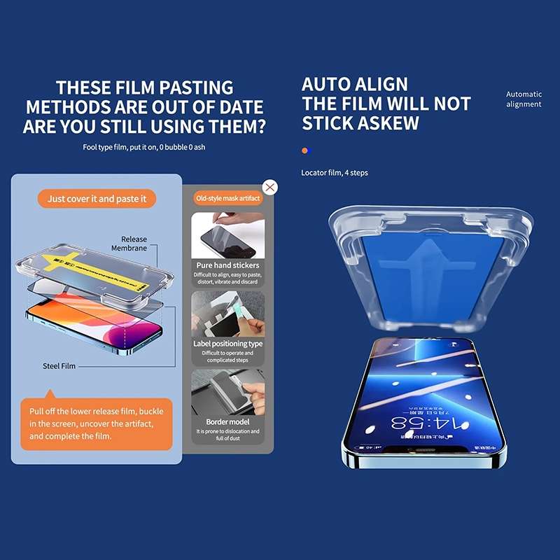 For iPhone 15 Pro Max HD Fast Attach Dust-proof Anti-static Tempered Glass Film
