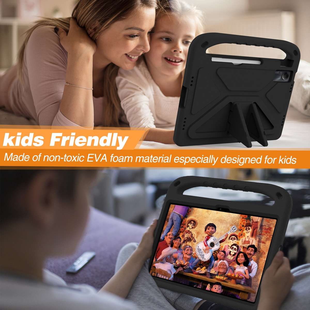 For Xiaomi Redmi Pad SE 11.0 Handle EVA Shockproof Tablet Case with Holder(Black)