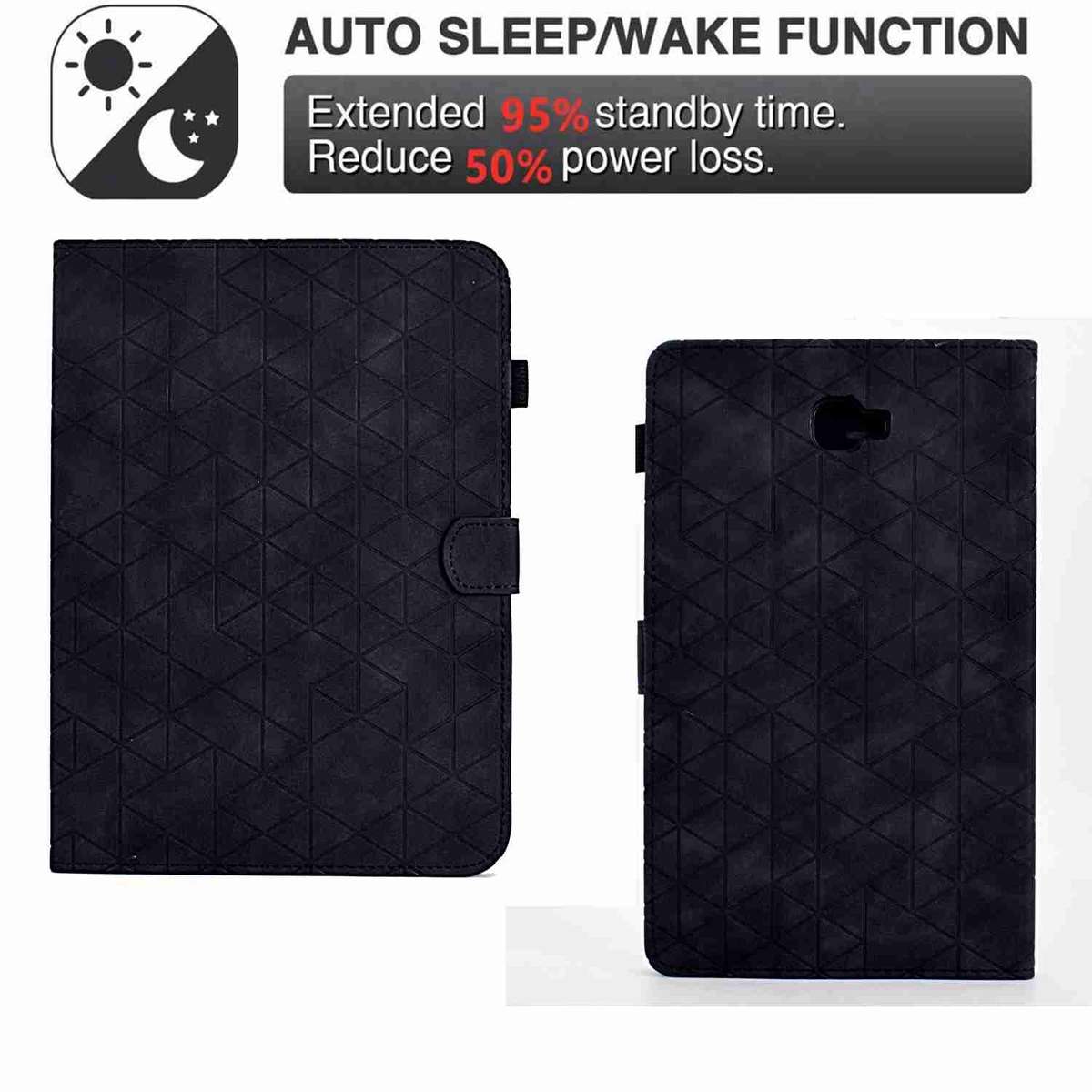 For Samsung Galaxy Tab A 10.1 T580 Rhombus TPU Smart Leather Tablet Case(Black)