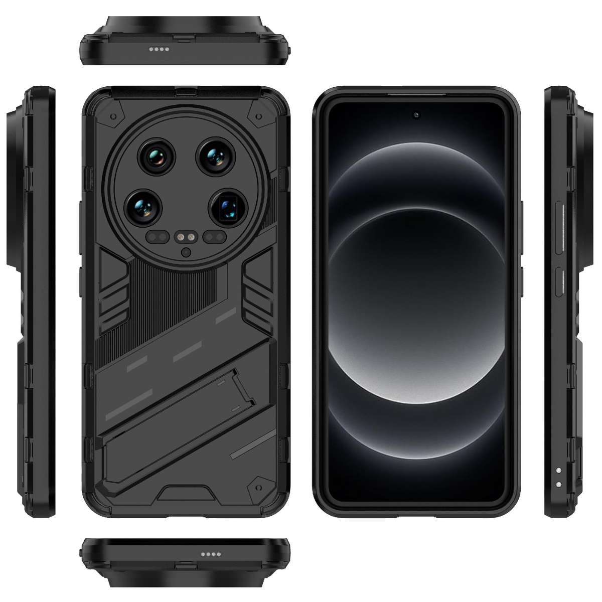 For Xiaomi 14 Ultra 5G Punk Armor 2 in 1 PC + TPU Phone Case with Holder(Black)