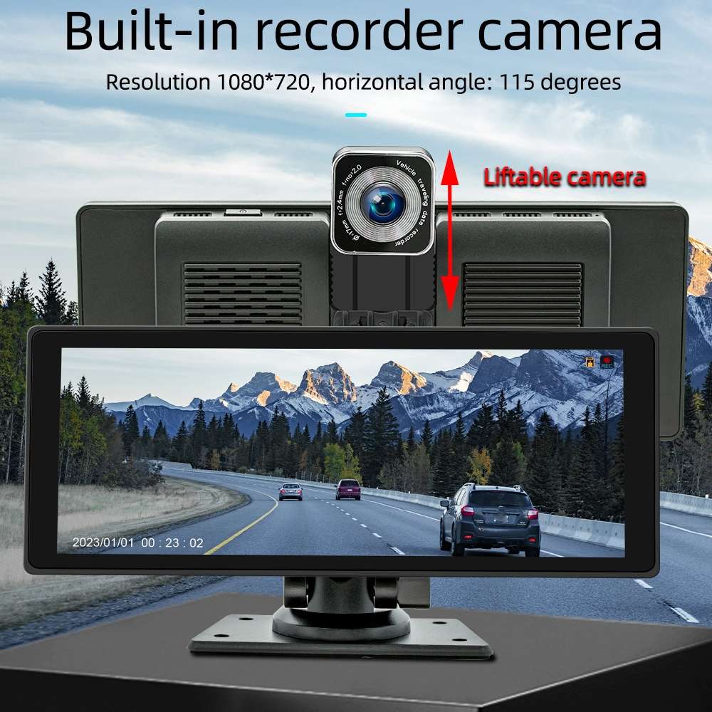 B5303R 10.26 inch Portable Car MP5 Player Built-in Driving Recorder Support CarPlay / Android Auto,