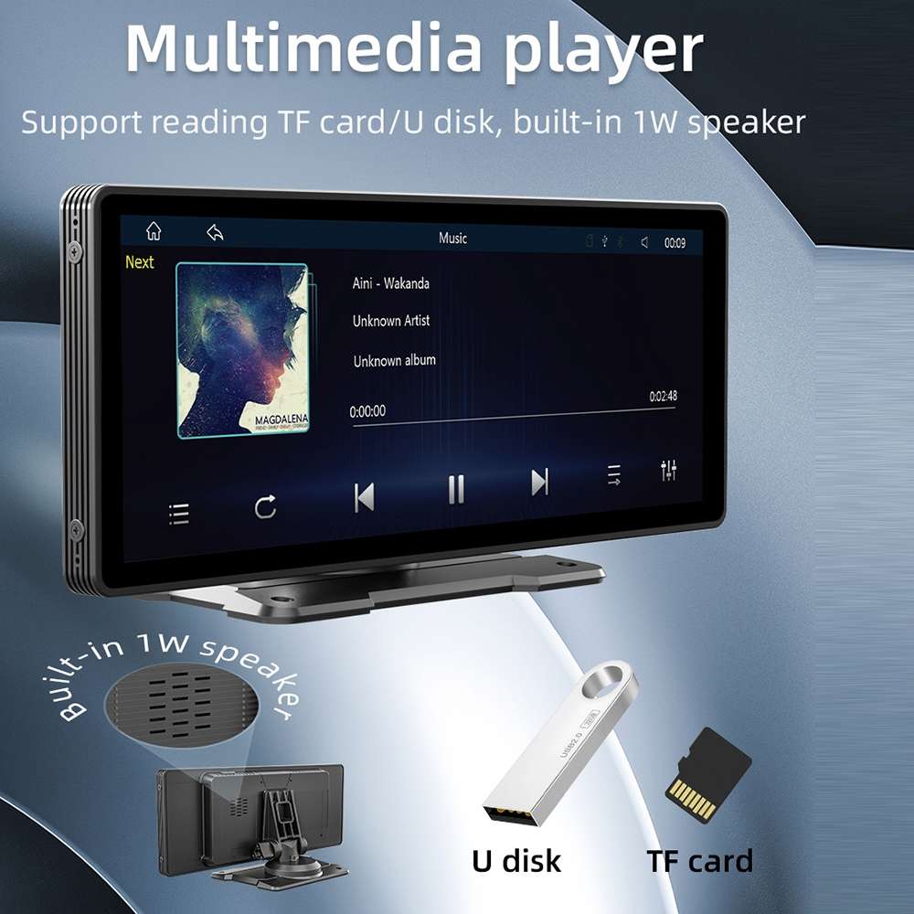 B5303 10.26 inch Portable Car MP5 Player Support CarPlay / Android Auto(Black)