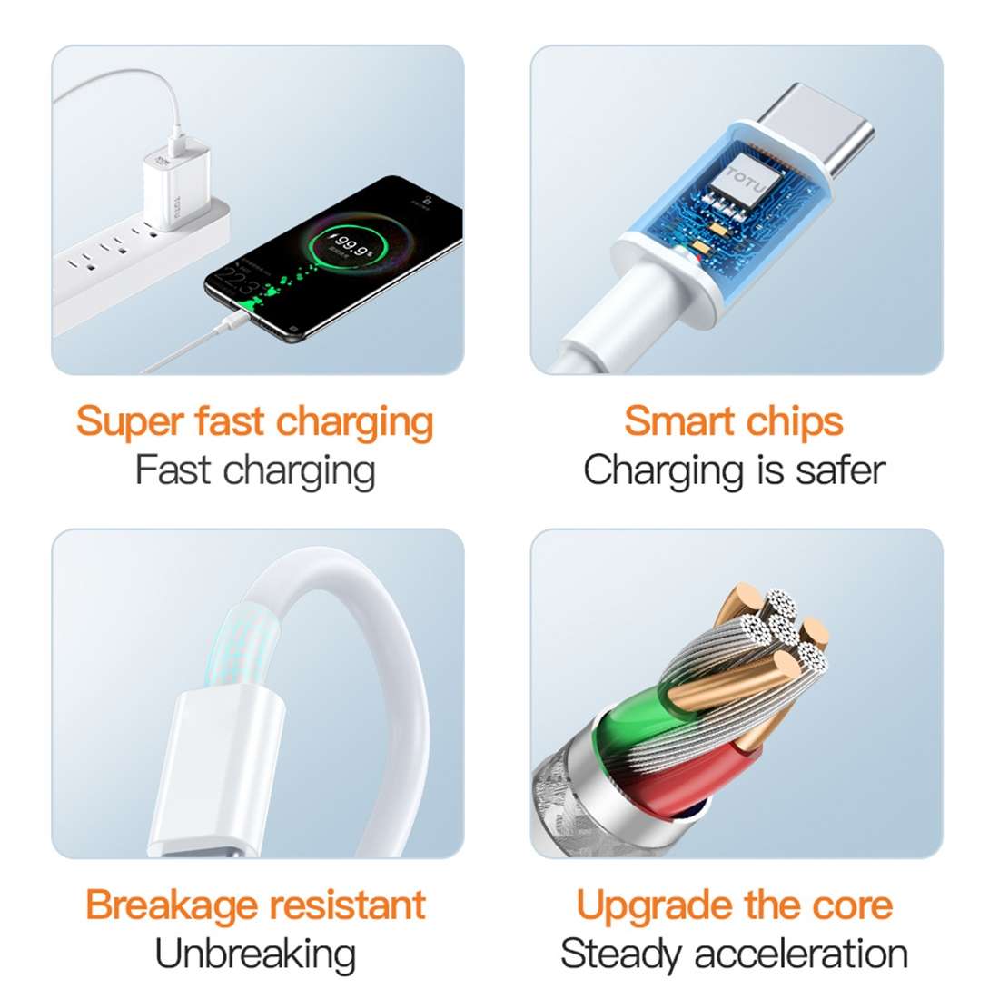 TOTU CB-9-T 25W USB to USB-C / Type-C TPE Data Cable, Length: 1m(White)