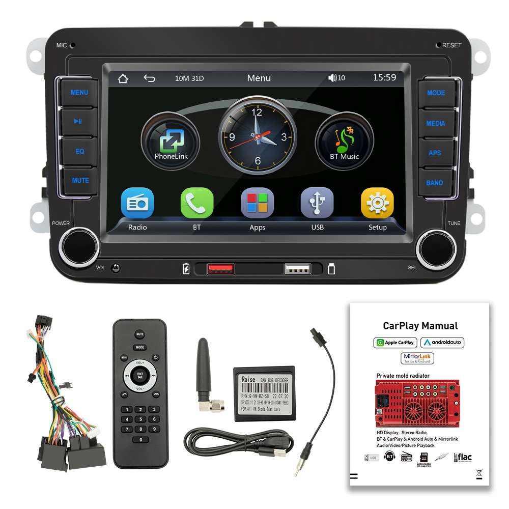 F9070 For Volkswagen 7 inch Portable Car MP5 Player Support CarPlay / Android Auto(Black)