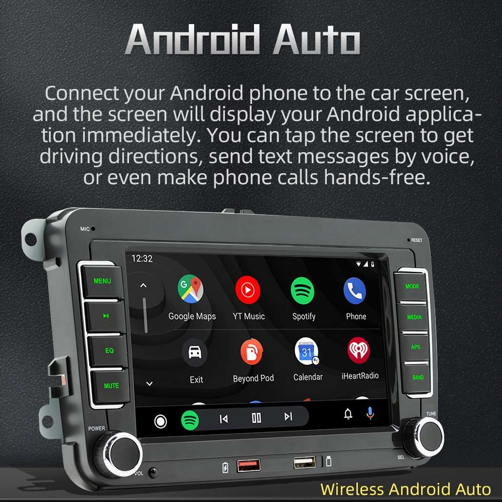 F9070 For Volkswagen 7 inch Portable Car MP5 Player Support CarPlay / Android Auto(Black)