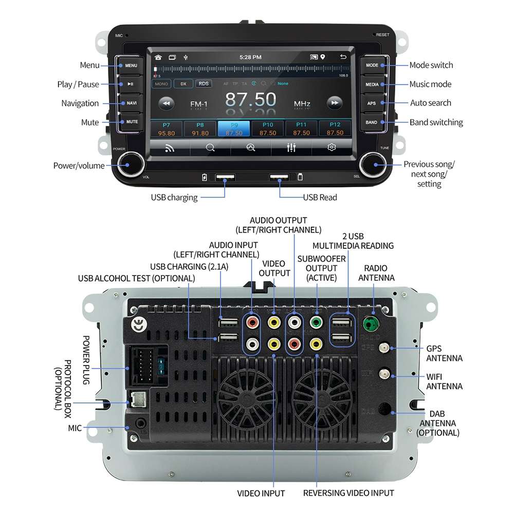 S9070 For Volkswagen 7 inch Portable Car MP5 Player Support CarPlay / Android Auto, Specification:1G