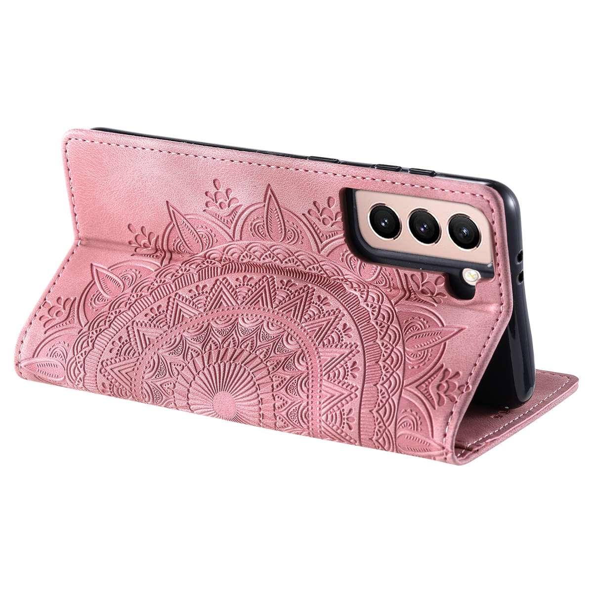 For Samsung Galaxy S21+ 5G Totem Embossed Magnetic Leather Phone Case(Rose Gold)